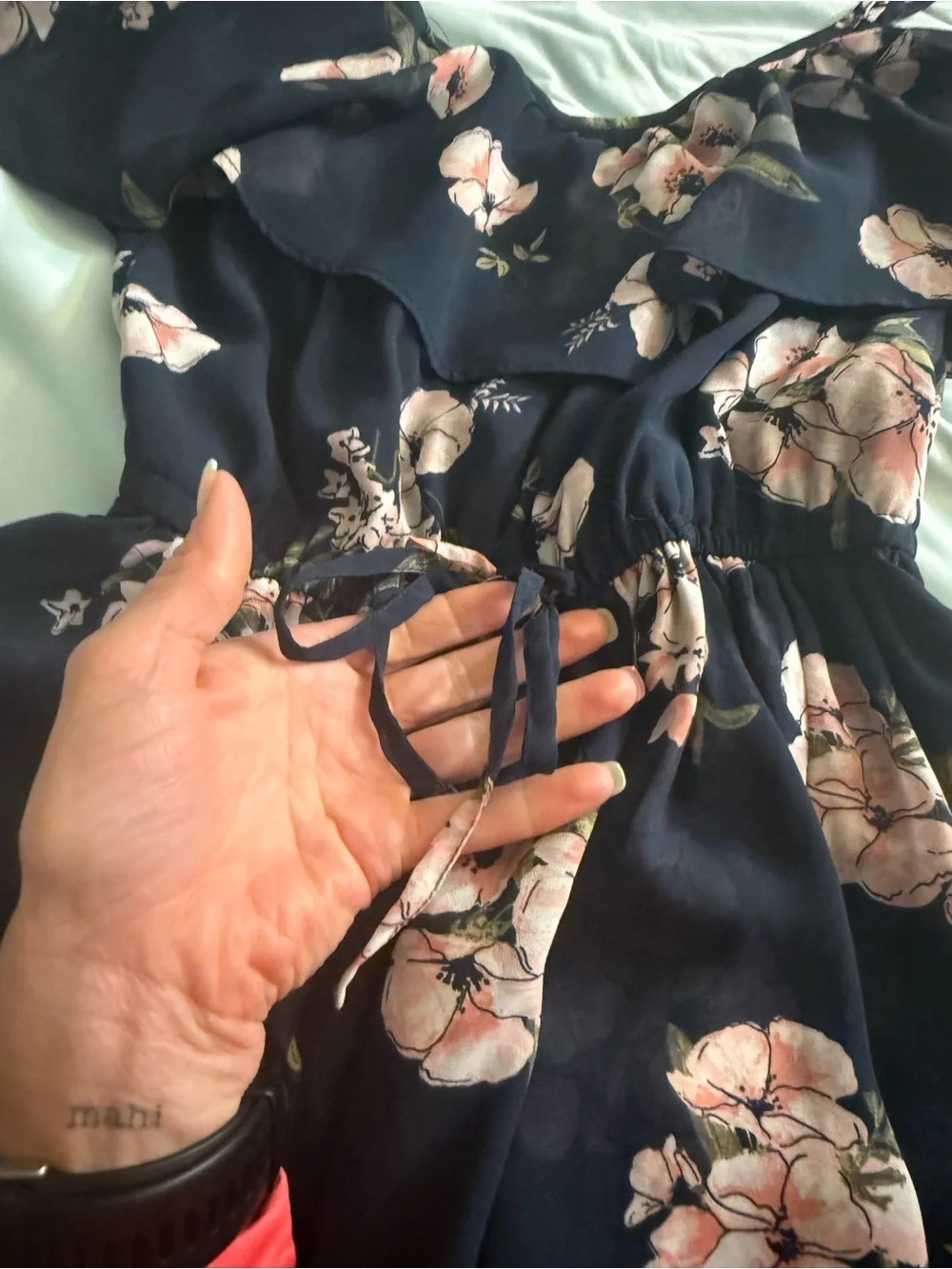 Abercrombie & Fitch Navy Dress with Pink Floral Accents
